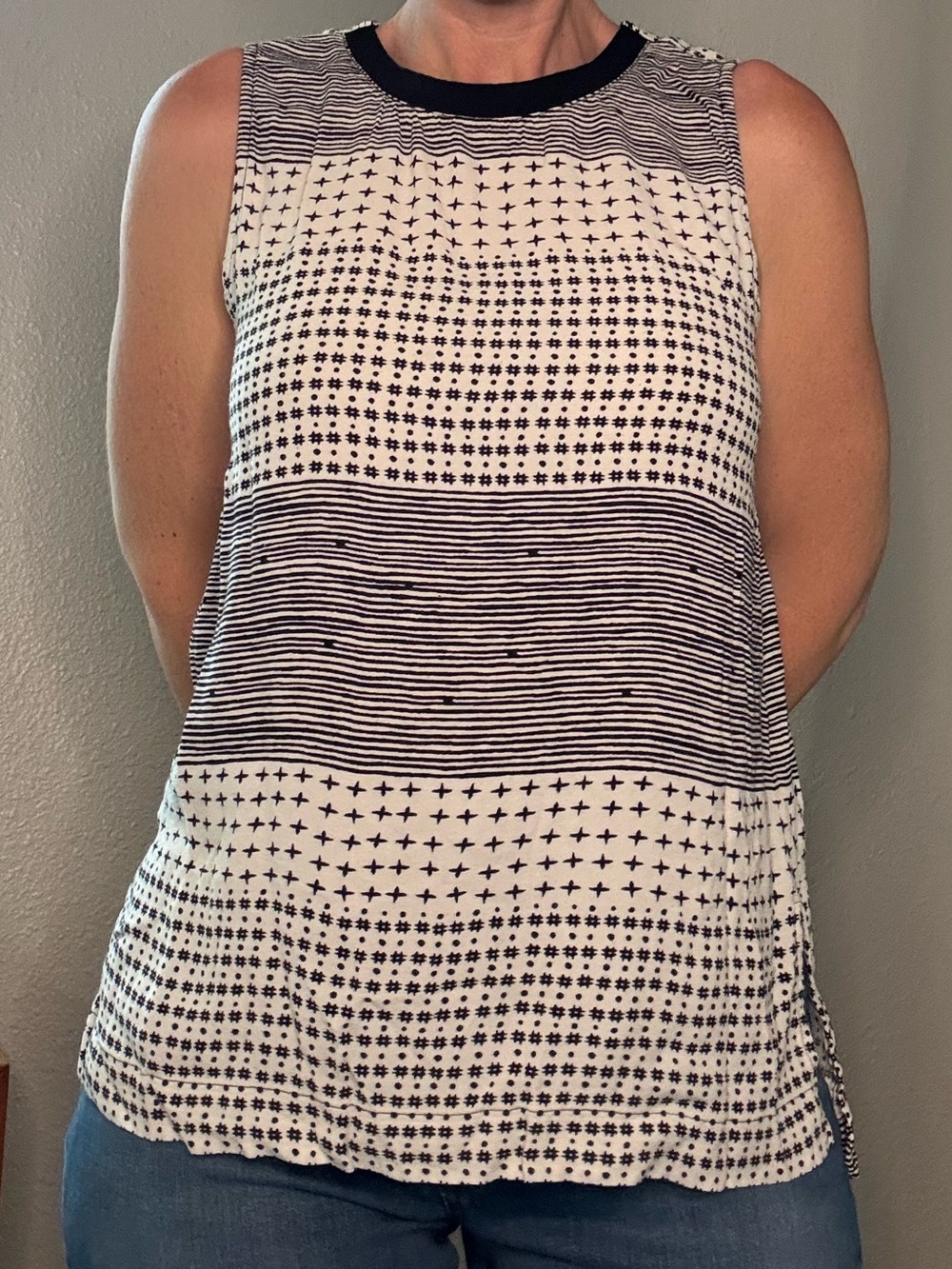 Madewell Black and White Striped Tank Top